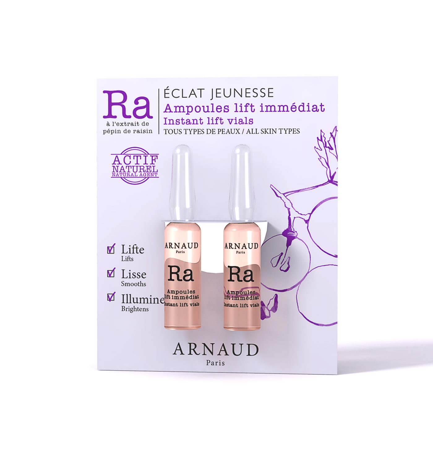 Ampoules lift immédiat soin visage sérum et cure Arnaud paris